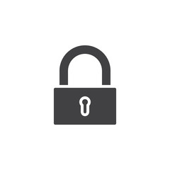 Closed lock vector icon. Padlock filled flat sign for mobile concept and web design. Cyber security glyph icon. Symbol, logo illustration. Pixel perfect vector graphics