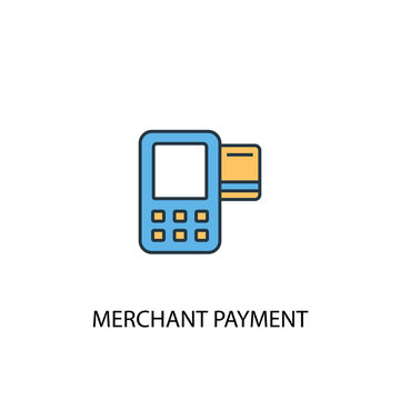 Merchant Payment Concept 2 Colored Line Icon. Simple Yellow And Blue Element Illustration. Merchant Payment Concept Outline Symbol Design