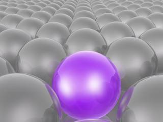Violet and grey spheres - 3D illustration.
