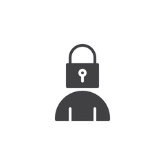 User Lock head vector icon. filled flat sign for mobile concept and web design. User Authentication glyph icon. Symbol, logo illustration. Pixel perfect vector graphics