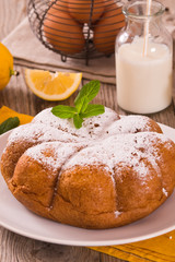 Cake with lemon cream filling.