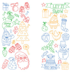 Christmas element in doodle kids drawing style. Vector pattern.