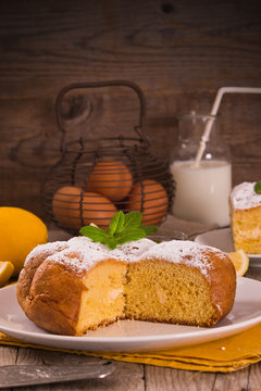 Cake with lemon cream filling.