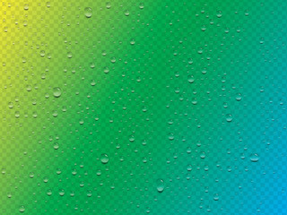 vector realistic transparent water drops on a colorful background