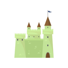 Green cute brick castle of knights tower king
