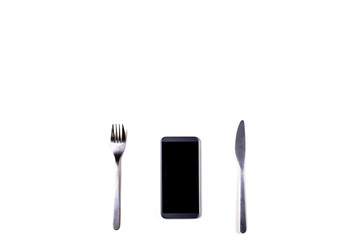 Mobile phone fork and knife