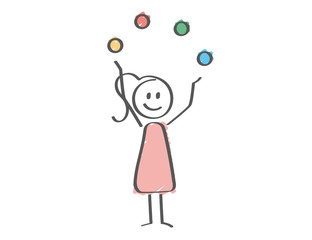 Stick Figure - woman juggling
