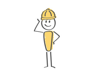 Stick Figure - man construction worker