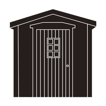black shed silhouette with door and window clip art preview