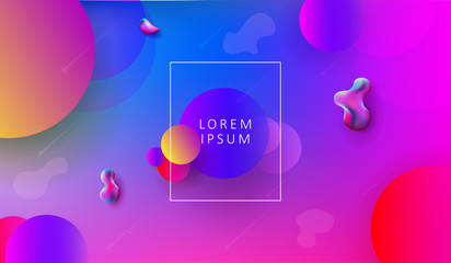 Blue elegant design with multicolored circles and geometric abstract shapes