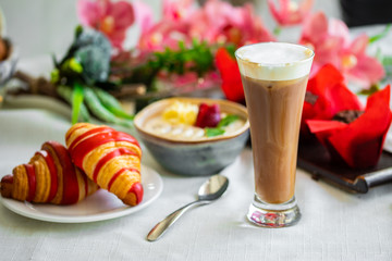 cold coffee with ice cream. iced coffee with ice cream  and whipped cream