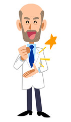 納得する白衣の男性　髭