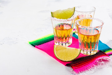 Mexican golden tequila shots