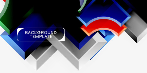 3d futuristic shapes vector abstract background made of glossy pieces with light effects