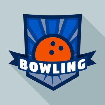 Blue bowling logo. Flat illustration of blue bowling vector logo for web design