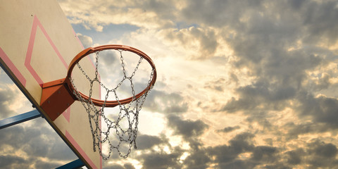 Street basketball.Basketball Hoop close up.	