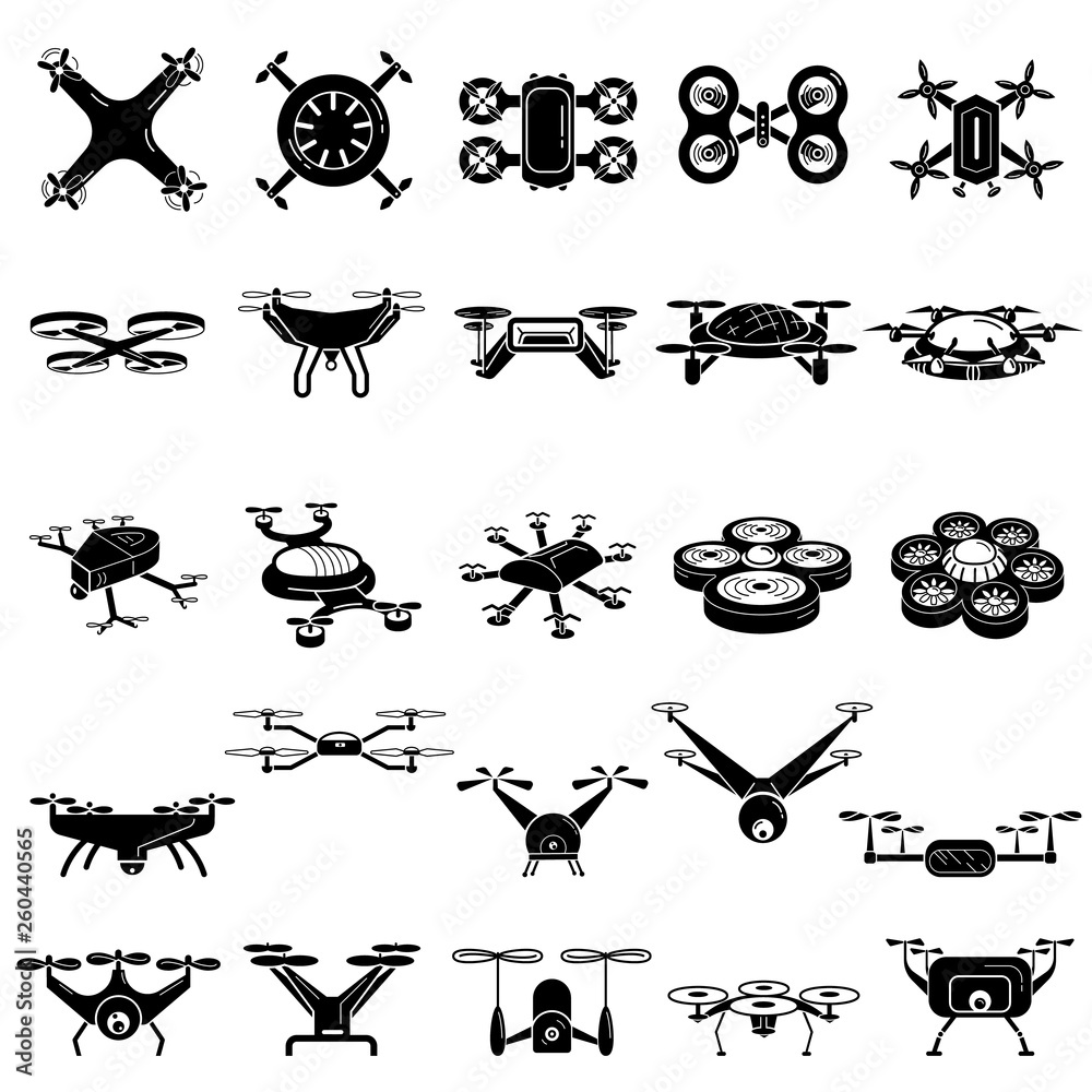 Poster drone icons set. simple set of drone vector icons for web design on white background