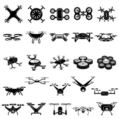 Drone icons set. Simple set of drone vector icons for web design on white background