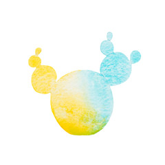 Watercolor vivid and wonderful round hand painted cactus succulent illustration isolated on white