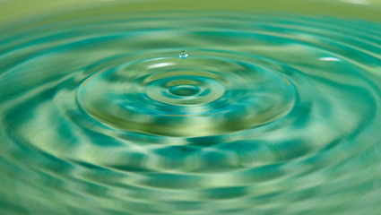 Drop of water or fluid created a ripple wave