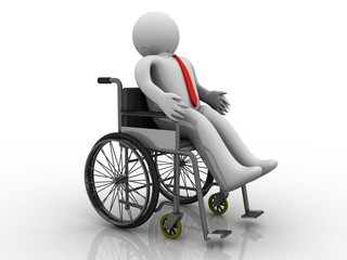 3D illustration patient in wheel chair