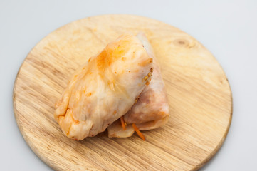 Stuffed cabbage rolls isolated on white background