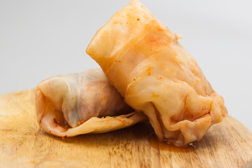 Stuffed cabbage rolls isolated on white background