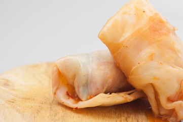 Stuffed cabbage rolls isolated on white background