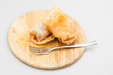 Stuffed cabbage rolls isolated on white background