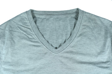 V neck t shirt heather grey color in front view isolated on white background. suitable for mockup template