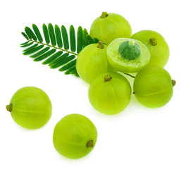 gooseberries Indian gooseberry on white background