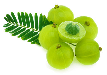 gooseberries Indian gooseberry on white background