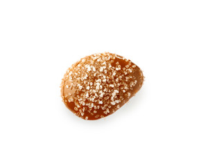 Tasty salted caramel on white background