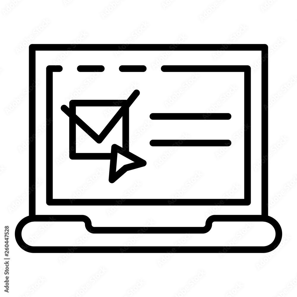 Poster computer online voting icon. outline computer online voting vector icon for web design isolated on w