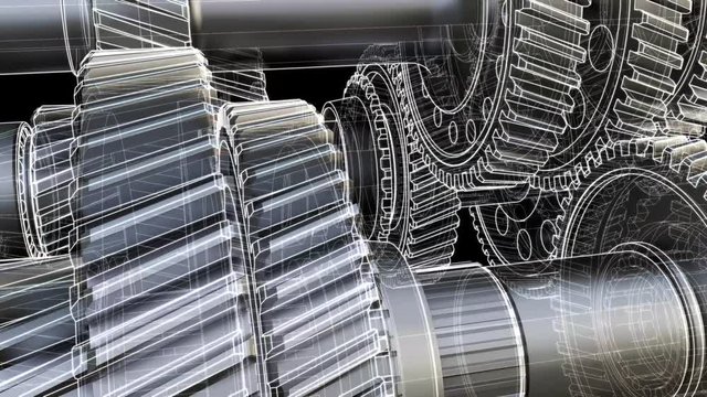 Abstract Gearbox Concept. 3D illustration video