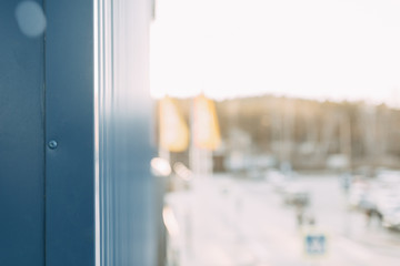Blurred background for the site. The sunset and the details of the shopping center.