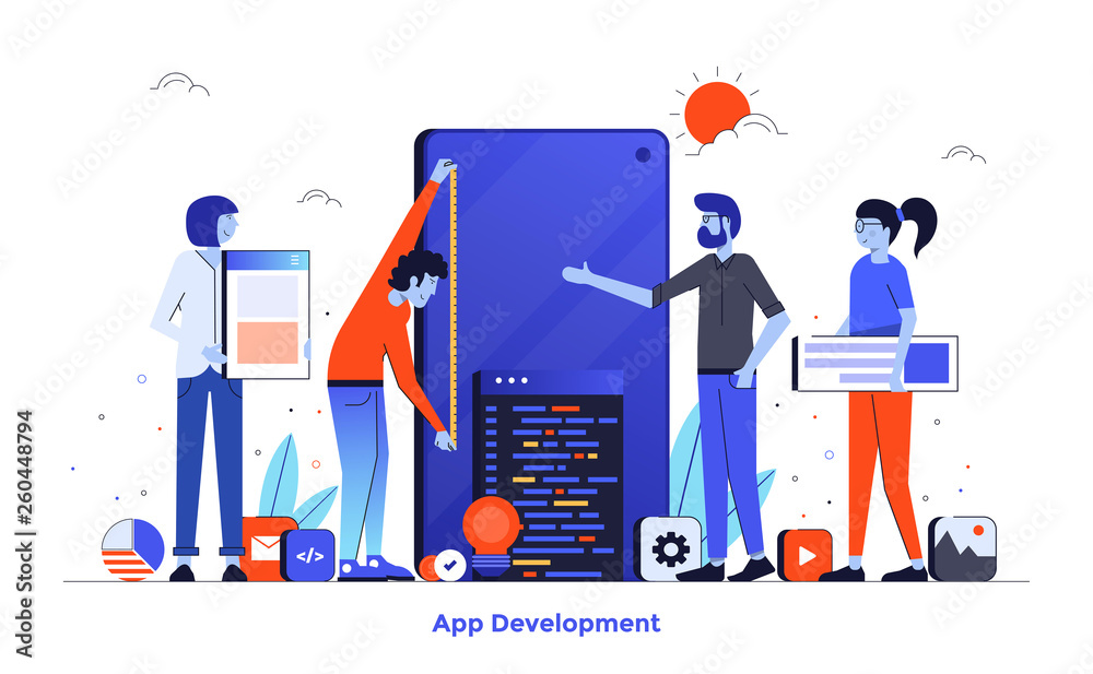 Canvas Prints flat color modern illustration design - app development