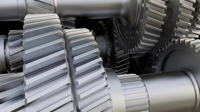 Abstract Gearbox Concept. 3D illustration video