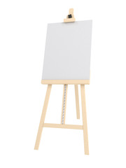 Empty wooden easel (empty canvas) isolated on white