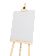 Empty wooden easel (empty canvas) isolated on white