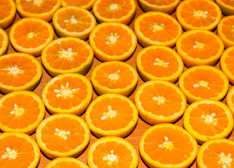 Fresh half cut oranges