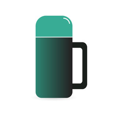 Thermos icon, thermos sign symbol silhouette in simple flat design isolated. Vector. - Vector