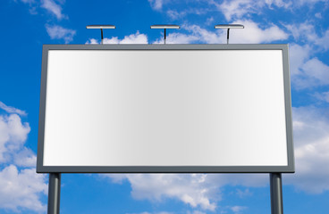 3D rendering of blank billboard (empty advertisement) with city background. Empty mockup template