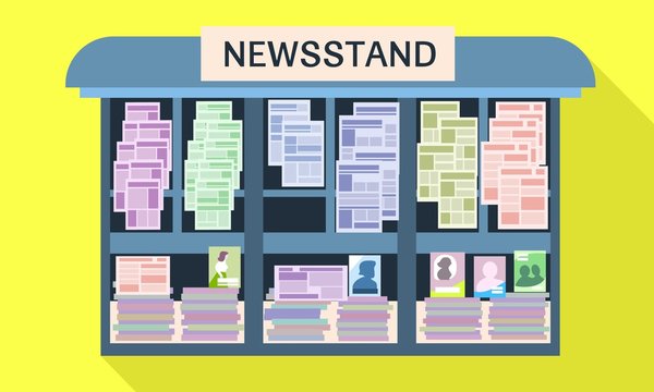 Street newsstand icon. Flat illustration of street newsstand vector icon for web design