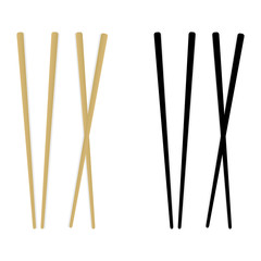 Wooden chopsticks icon, symbol of traditional Chinese and Japanese kitchen utensils, icon in flat style. Vector. - Vector