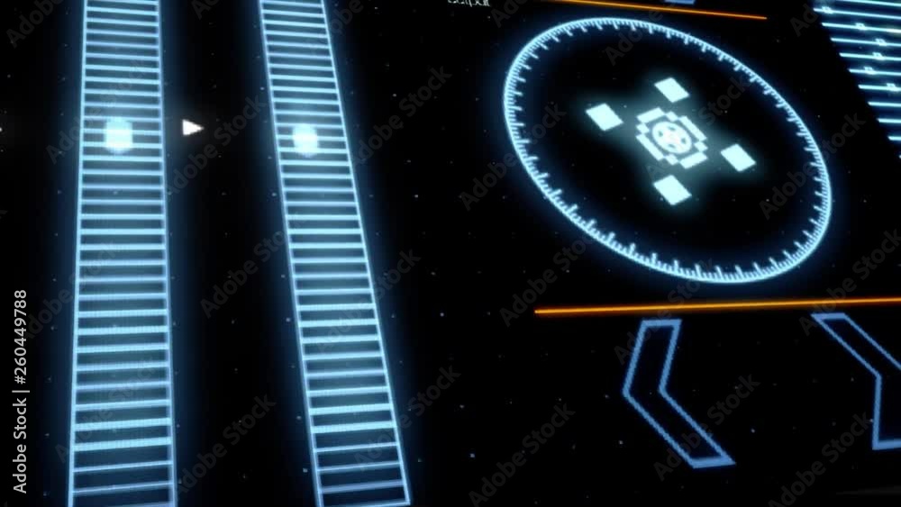 Poster target scanner with radar rotation, display computer data, high tech concept. animation. close up fo