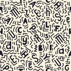 Black letters on a crafting background. Doodles. Vector.