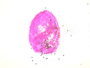 Pink watercolor Easter egg with golden glitter in vintage colors