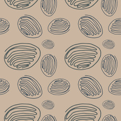 Hand-drawn elements seamless pattern. vector vintage illustration light brown color
