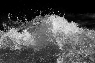Splashes of water from the waves in the sea